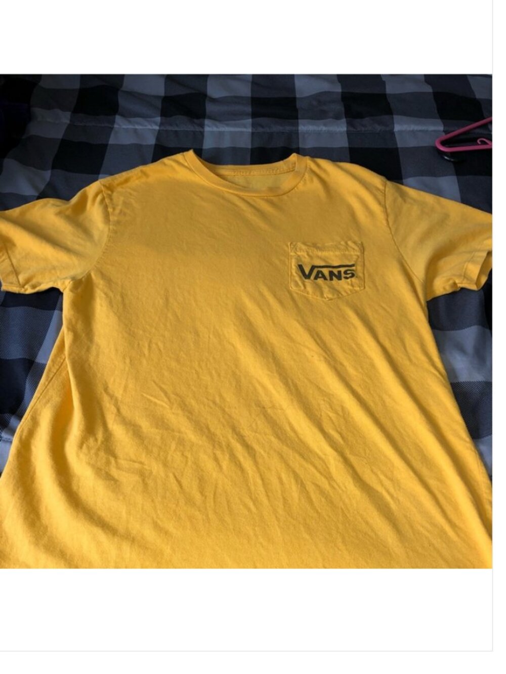 Vans Mustard Yellow Pocket Graphic Tee Shirt Top XL